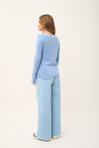 Rundhals-Pullover 4-fädig - Joyce - Himmelblau Meliert