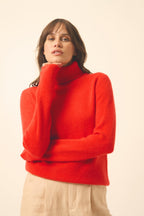 4-Ply Turtleneck Sweater - June - Tomato