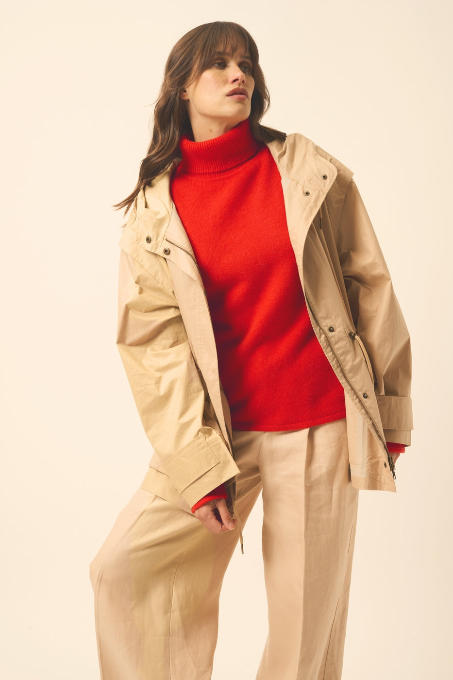 4-Ply Turtleneck Sweater - June - Tomato