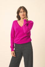 V-Ausschnitt-Pullover - Phoebe - Violine