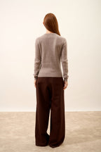 Rundhals-Pullover - Avana - Caribou Meliert