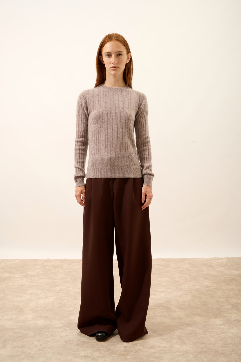 Rundhals-Pullover - Avana - Caribou Meliert