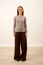 Rundhals-Pullover - Avana - Caribou Meliert