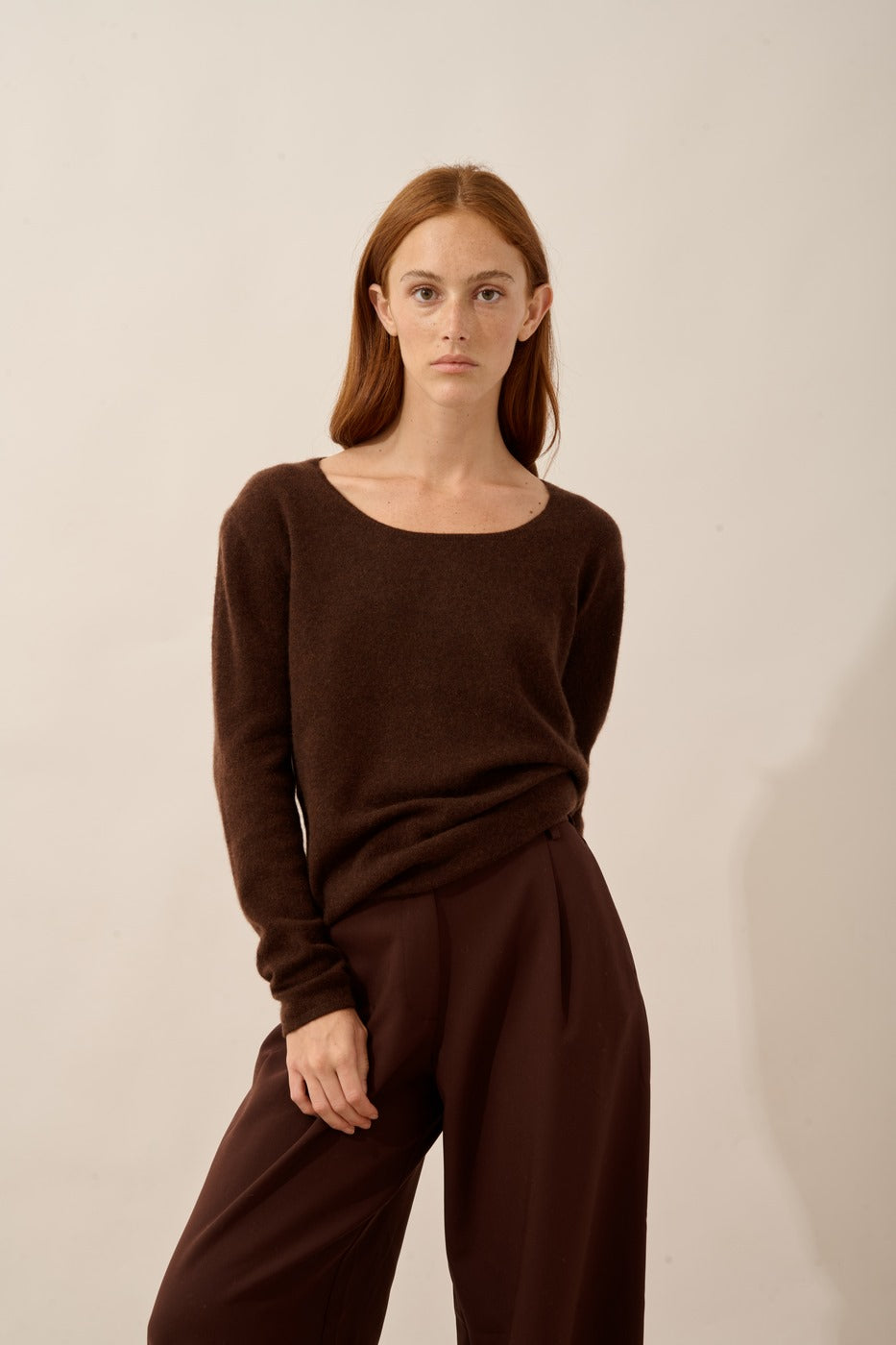 Maglione Scollo A Barchetta - Fiona - Caffè