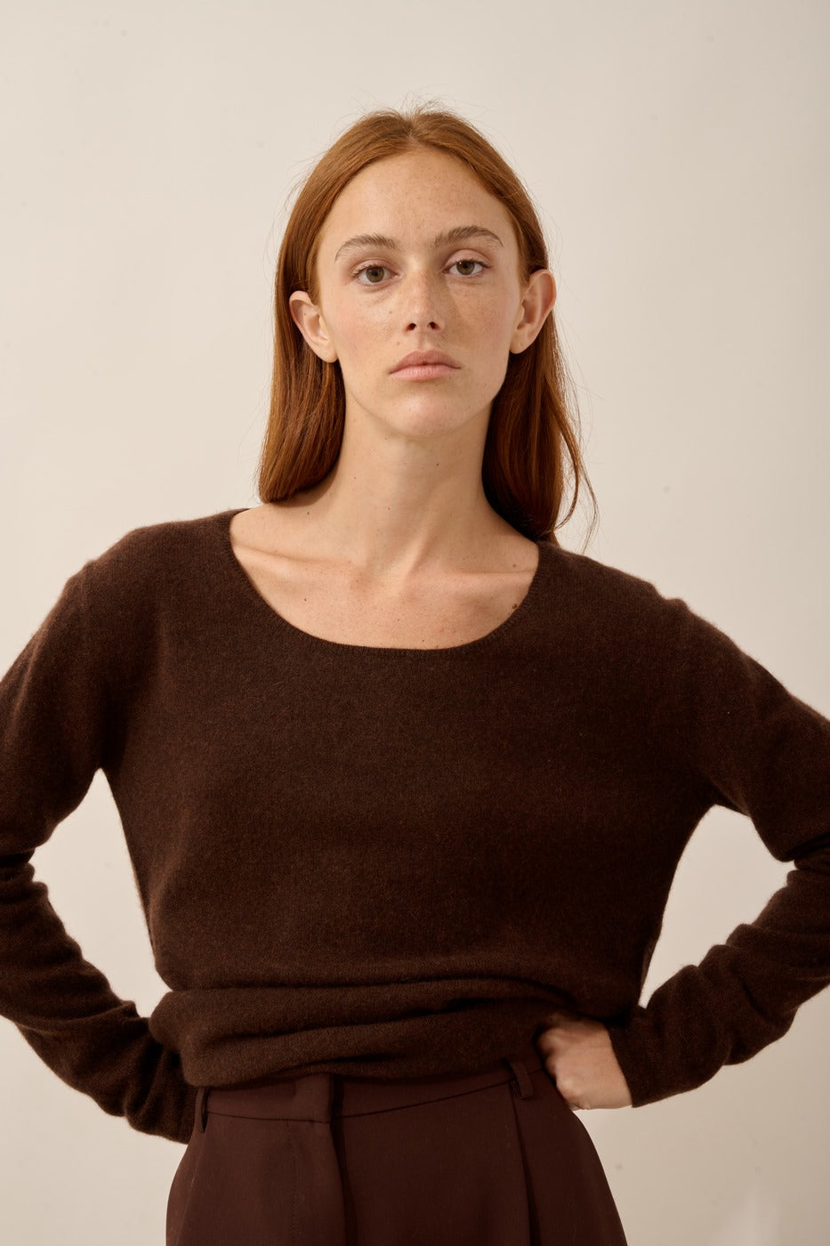 Maglione Scollo A Barchetta - Fiona - Caffè