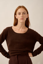Maglione Scollo A Barchetta - Fiona - Caffè