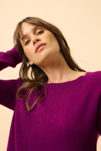 Boat Neck Drop Back Sweater - Abigail - Plum
