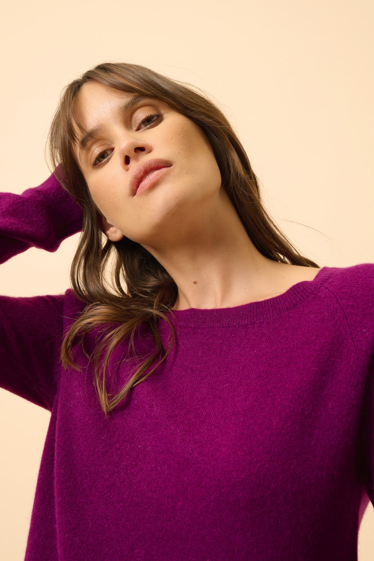 Boat Neck Drop Back Sweater - Abigail - Plum
