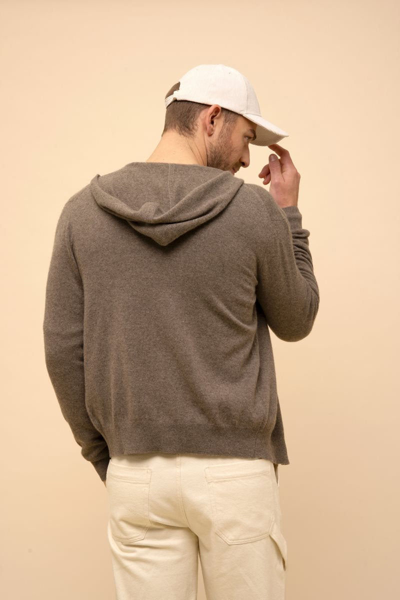 Chaqueta con Cremallera y Capucha - Elliot - Taupe Chiné