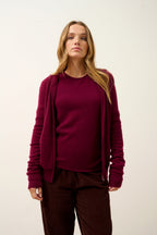 Zipped Hooded Vest - Debbie - Burgundy
