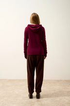 Zipped Hooded Vest - Debbie - Burgundy