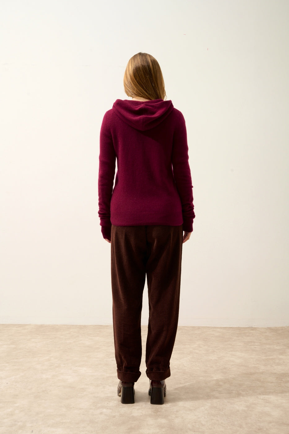 Zipped Hooded Vest - Debbie - Burgundy