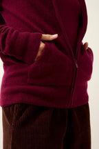 Zipped Hooded Vest - Debbie - Burgundy