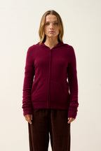 Zipped Hooded Vest - Debbie - Burgundy