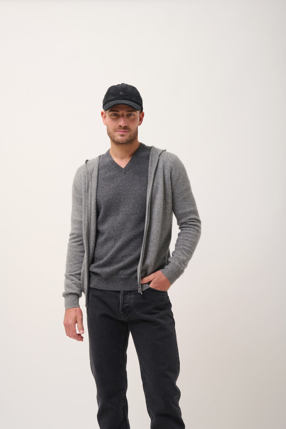 Zipped Hooded Vest - Elliot - Heather Flannel