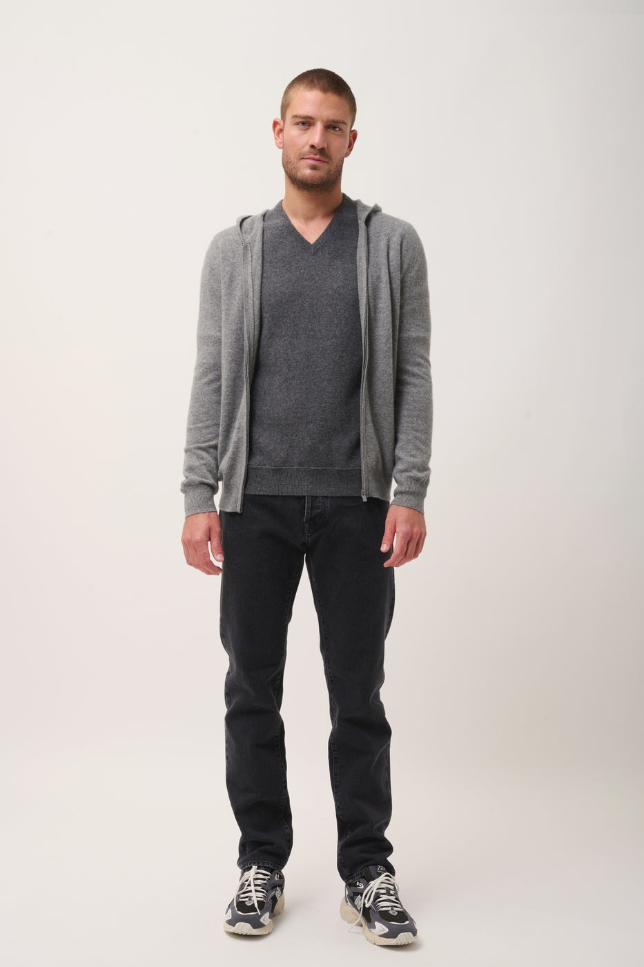 Zipped Hooded Vest - Elliot - Heather Flannel