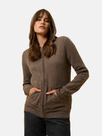 Gilet Zippé Capuche - Debbie - Taupe Chiné