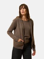 Gilet Zippé Capuche - Debbie - Taupe Chiné