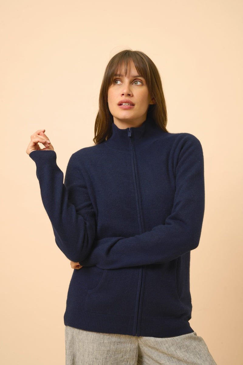 Chaleco con Cremallera y Cuello Alto - Ayr - Navy