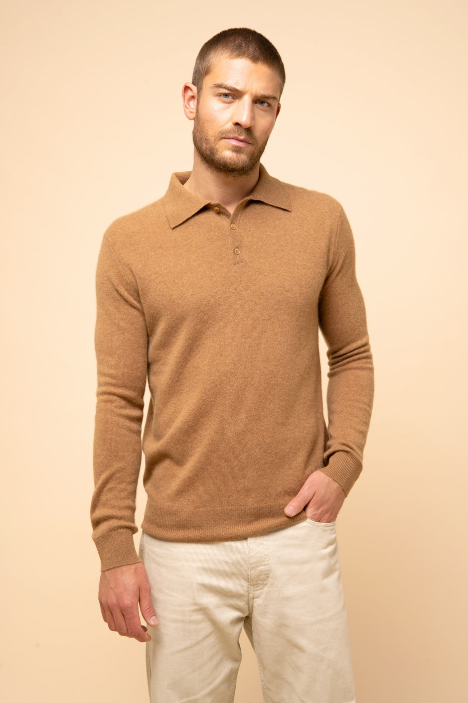 Long Sleeve Polo Shirt - Douglas - Hazelnut