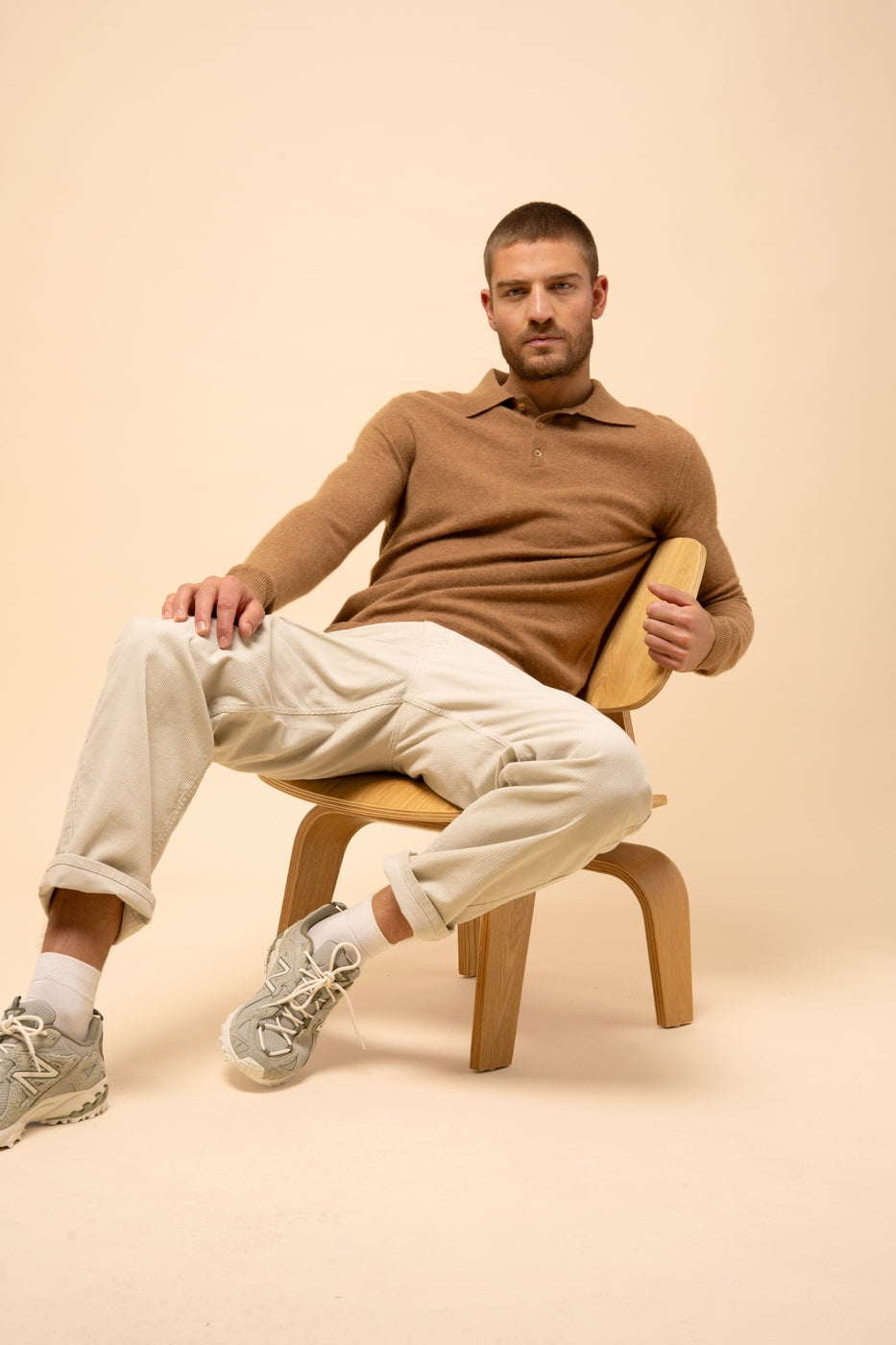 Long Sleeve Polo Shirt - Douglas - Hazelnut