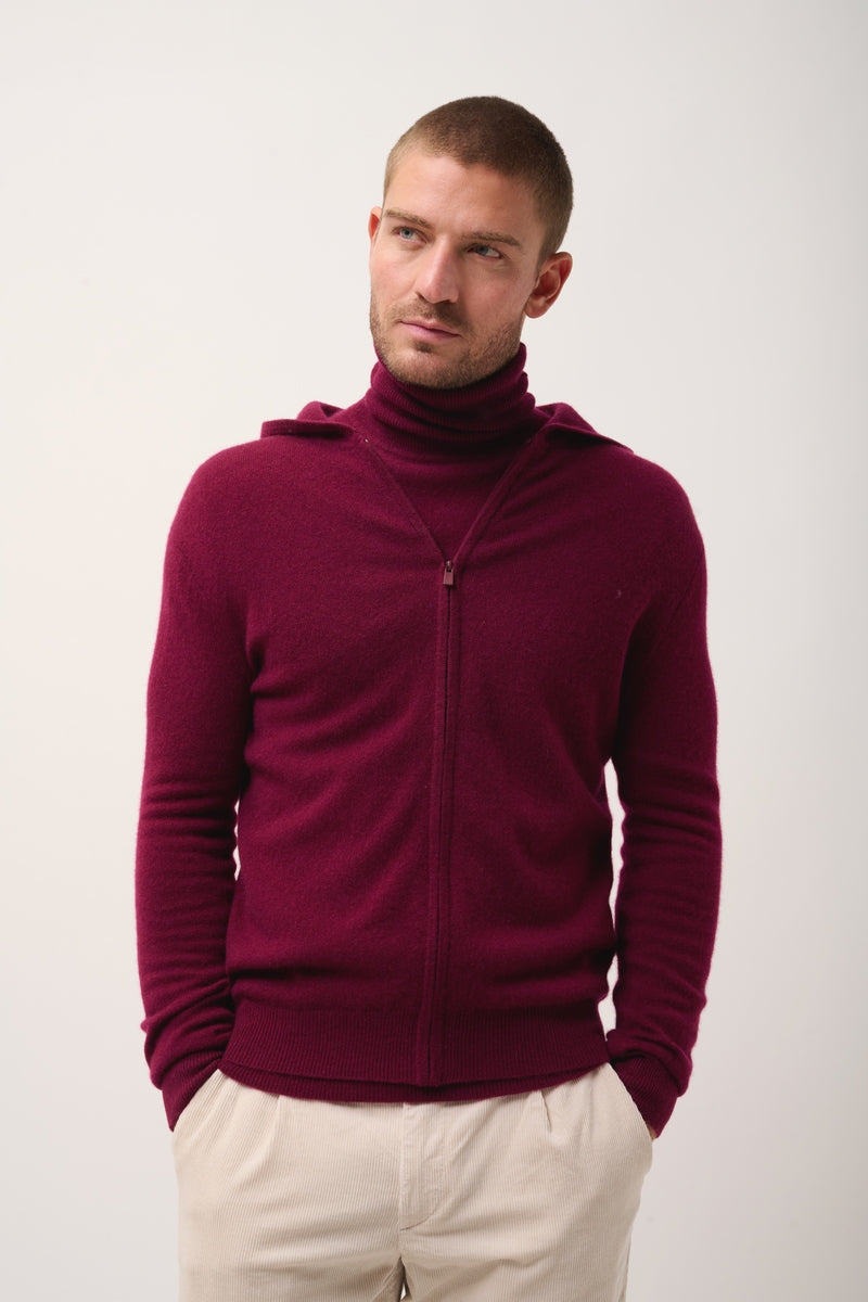Chaqueta con Cremallera y Capucha - Elliot - Burdeos