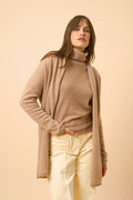 Veste Longue Ouverte Col Châle - Maddie - Camel Chiné
