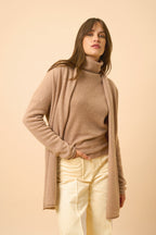 Veste Longue Ouverte Col Châle - Maddie - Camel Chiné
