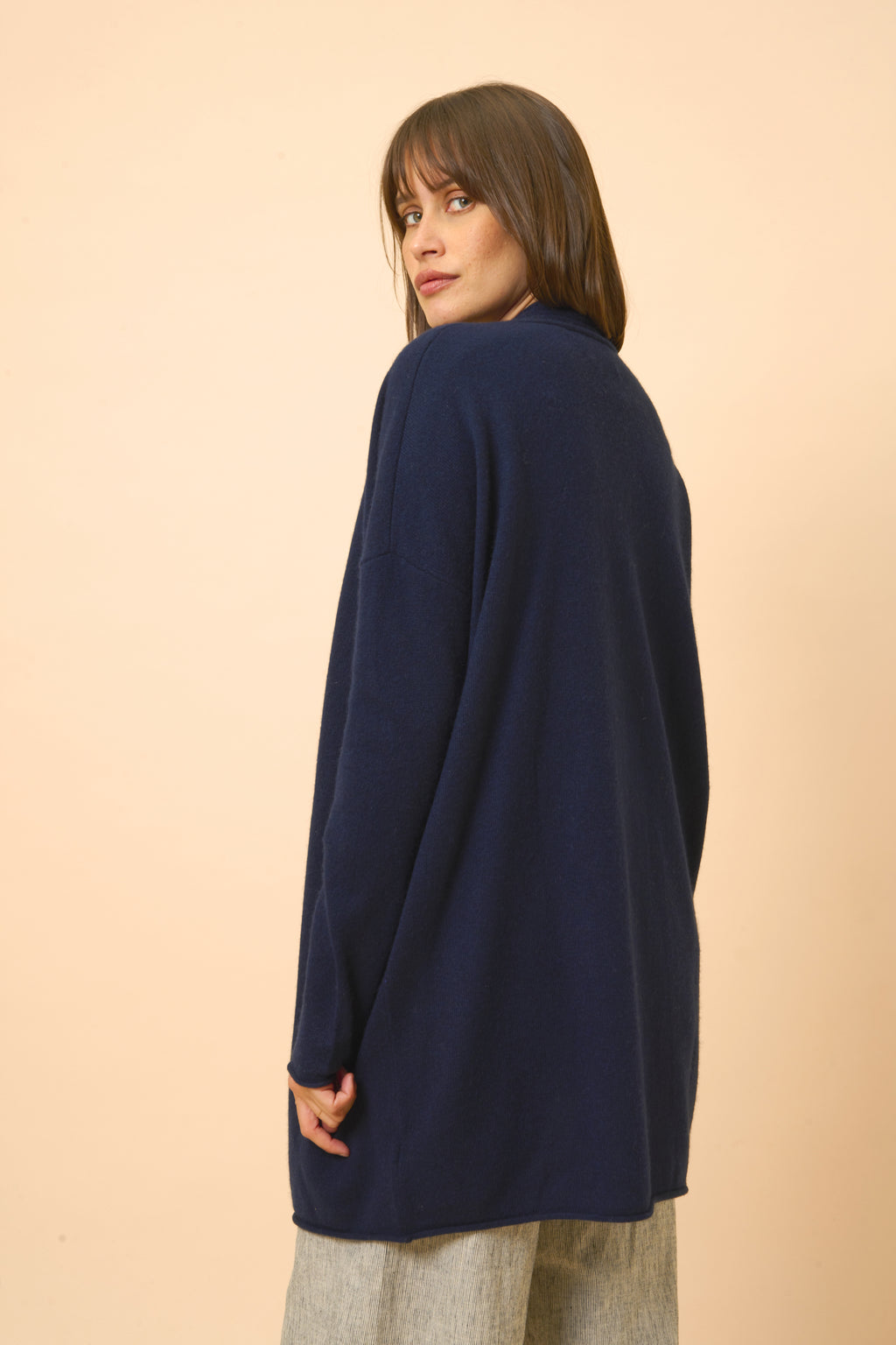 Veste Longue Ouverte Col Châle - Maddie - Navy