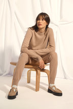 Pull Col Rond 4Fils - Lexini - Camel Chiné