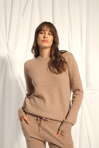 Pull Col Rond 4Fils - Lexini - Camel Chiné