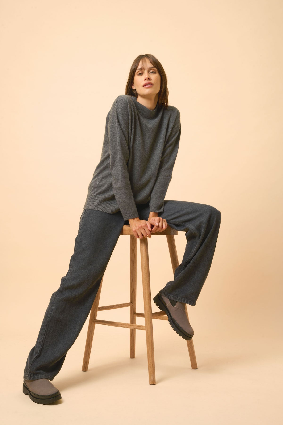 Pull Col Rond - Kayla - Anthracite Chiné