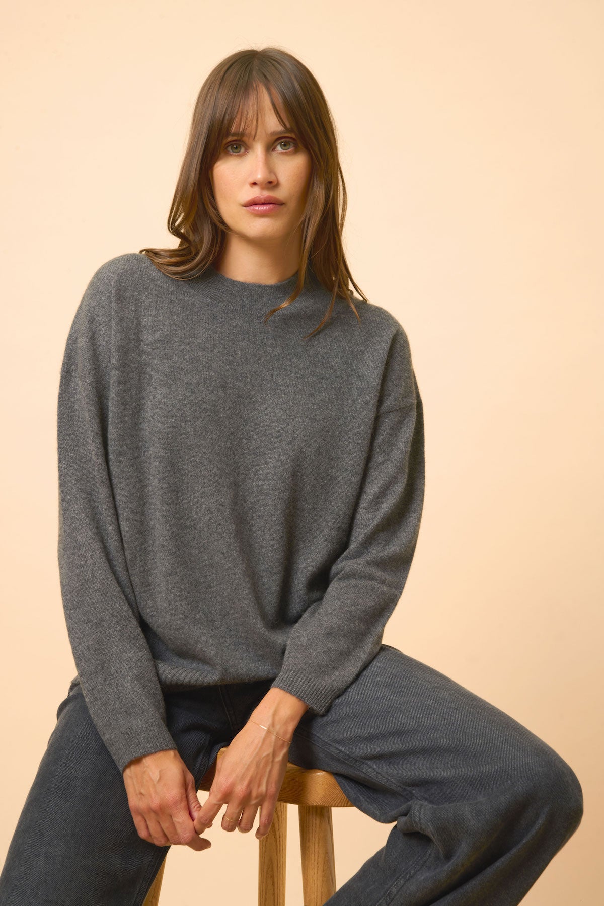 Pull Col Rond - Kayla - Anthracite Chiné