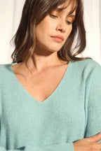 V-Neck Sweater - Birse - Aqua Heather