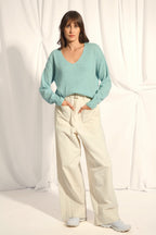 V-Neck Sweater - Birse - Aqua Heather