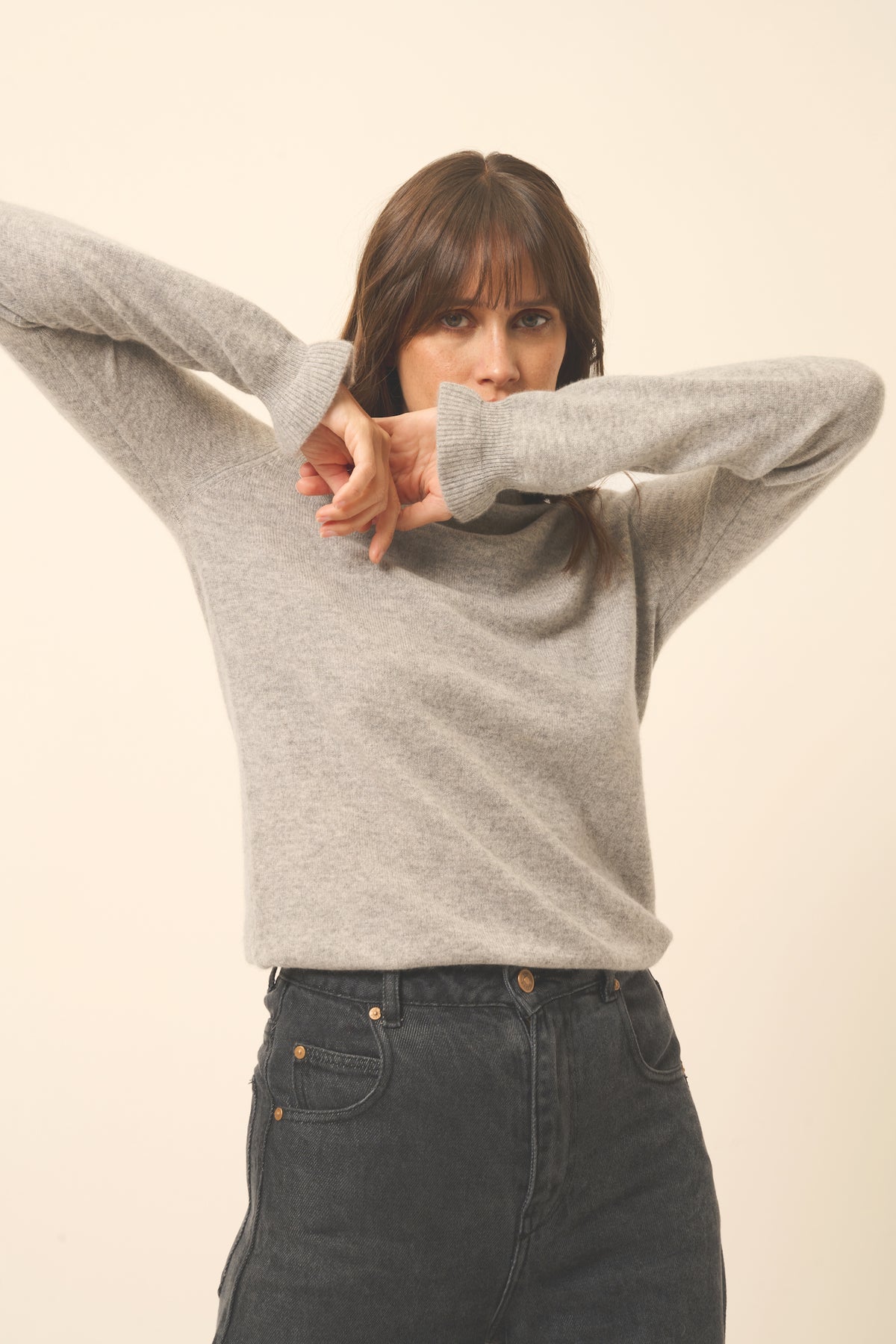 Pull Col Montant Volanté - Trila - Nuage Chiné