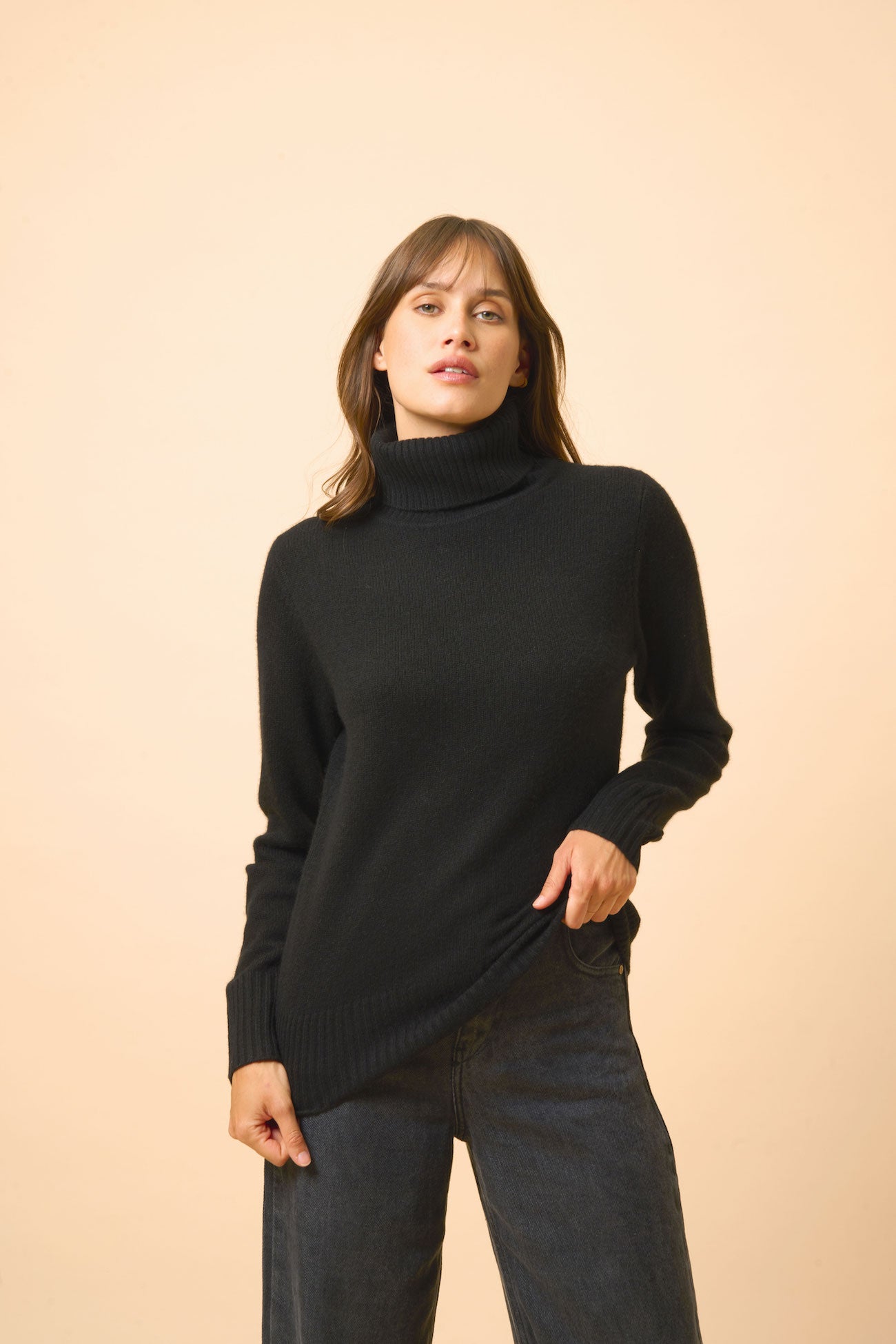 Jersey Cuello Vuelto 4 Hilos - Lucie - Negro