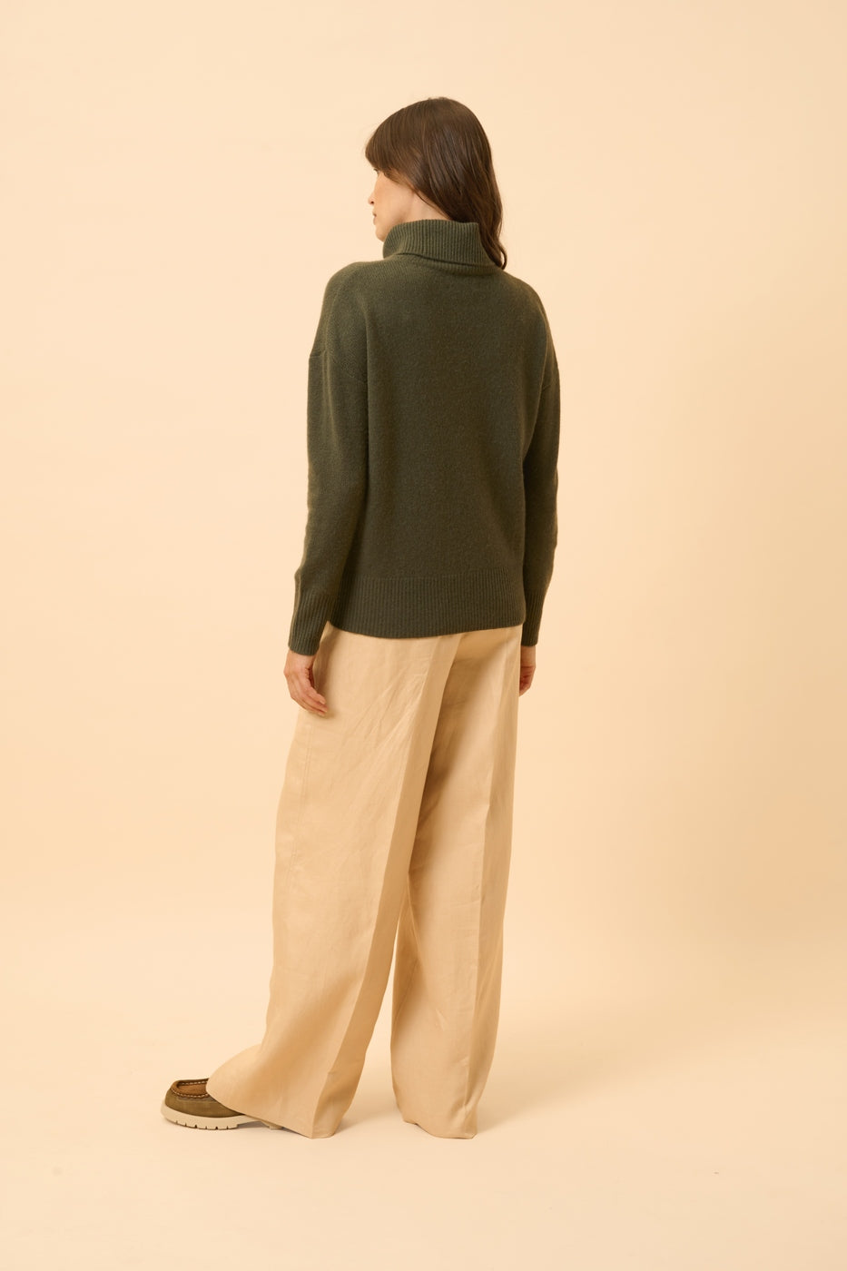 4 Yarn Turtleneck Sweater - Romane - Khaki