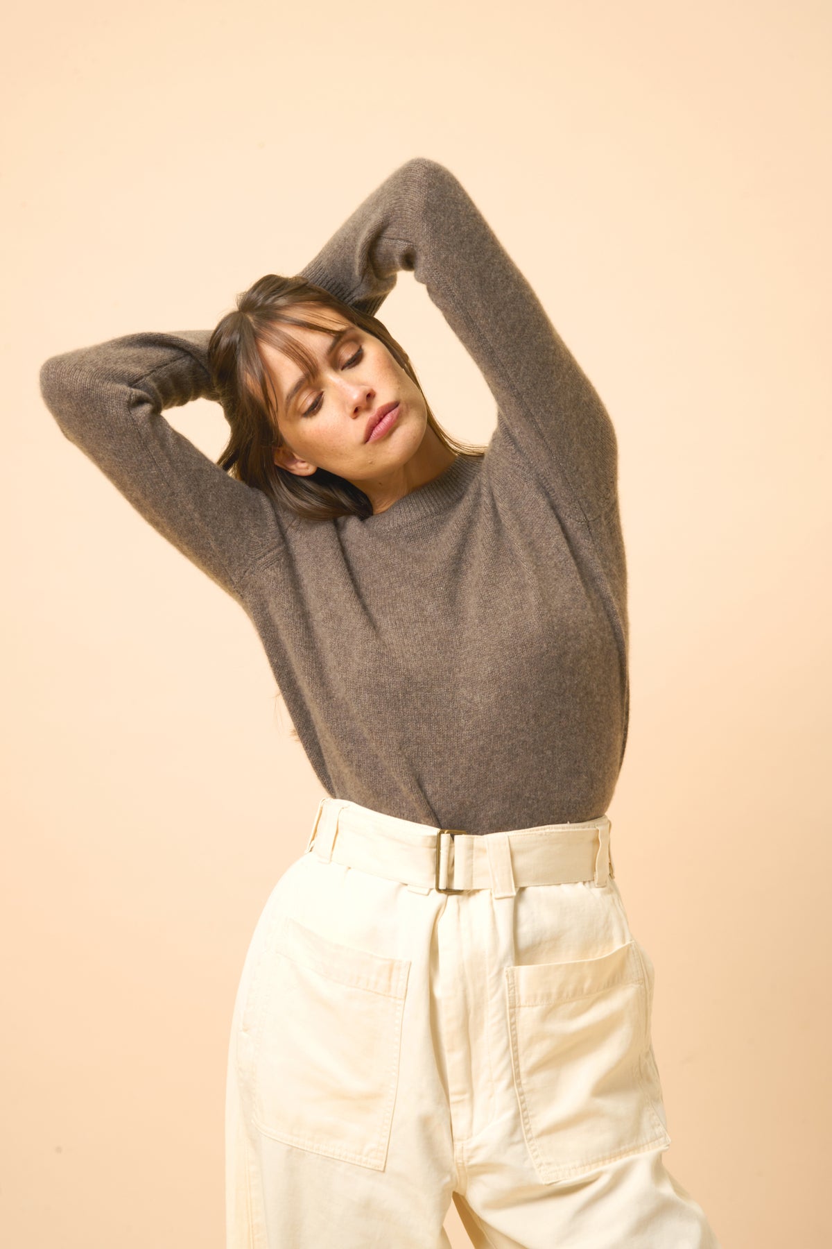 Pull Col Rond 4Fils - Lexini - Taupe Chiné