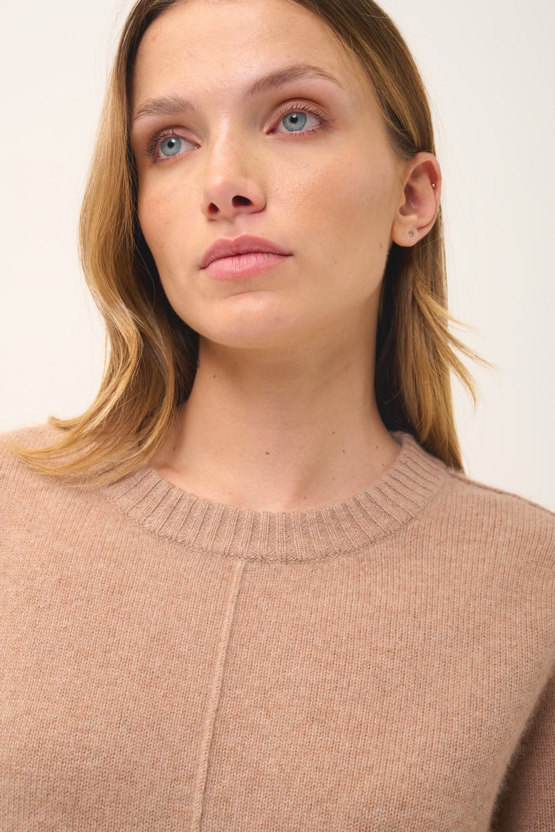 Jersey de cuello redondo 4 cabos - Emma - Camel vigoré