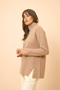 4-Ply Roll Neck Jumper - Louise - Camel Marl