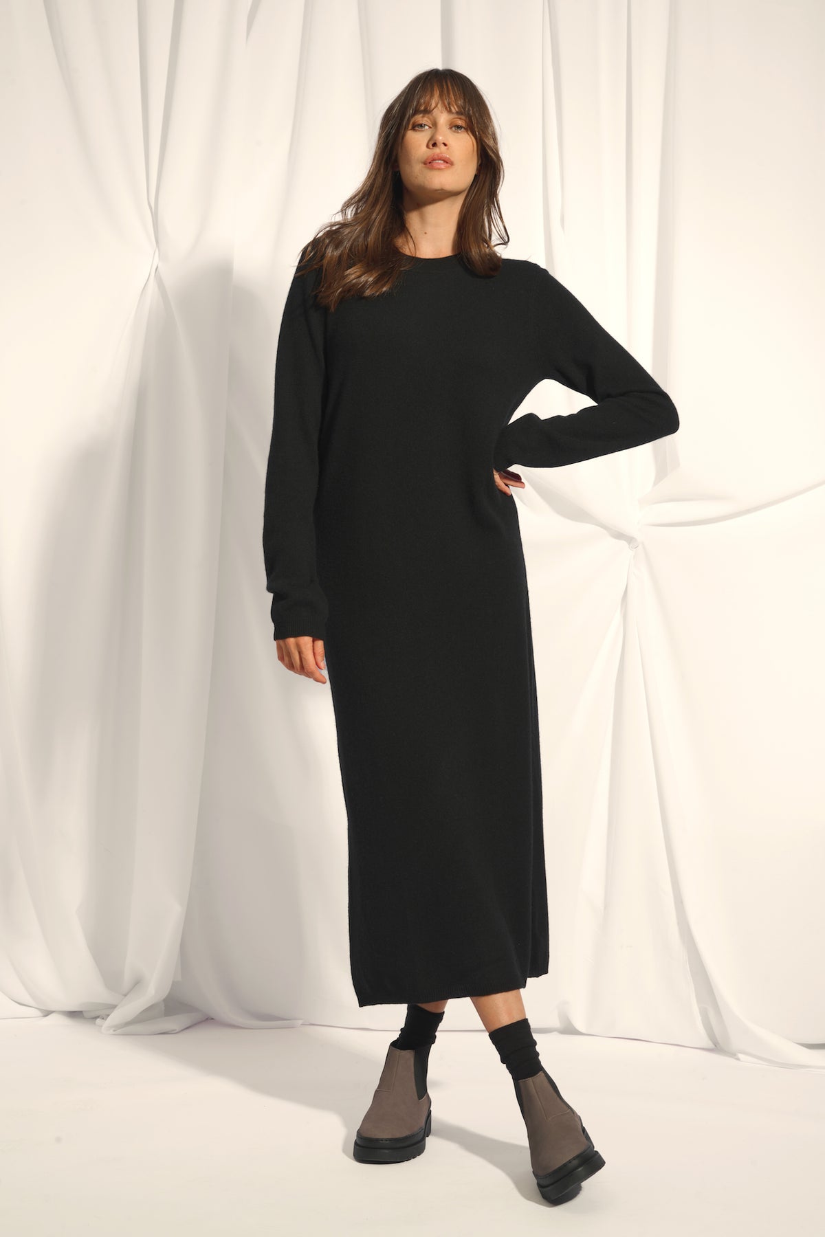 Robe Col Rond - Lina - Noir