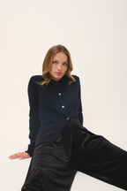 4 Thread Round Neck Cardigan - Pink - Black