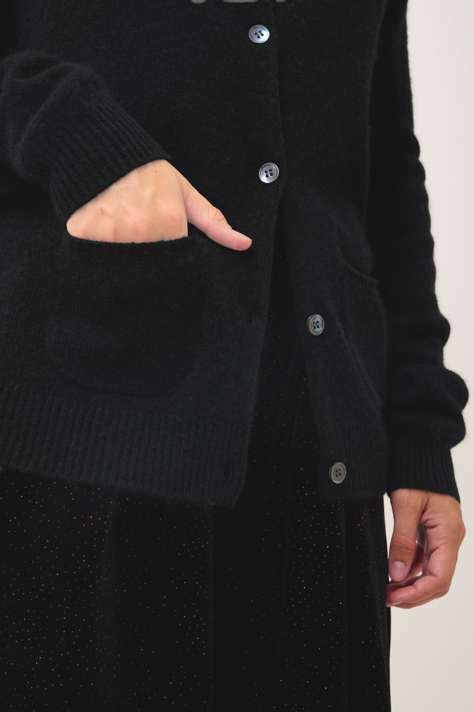 4 Thread Round Neck Cardigan - Pink - Black