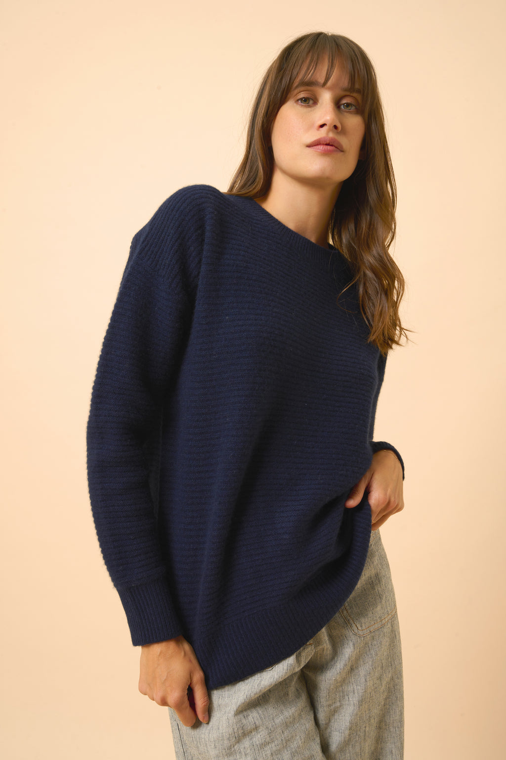 Trui met ronde hals 4-draads - Louna - Navy