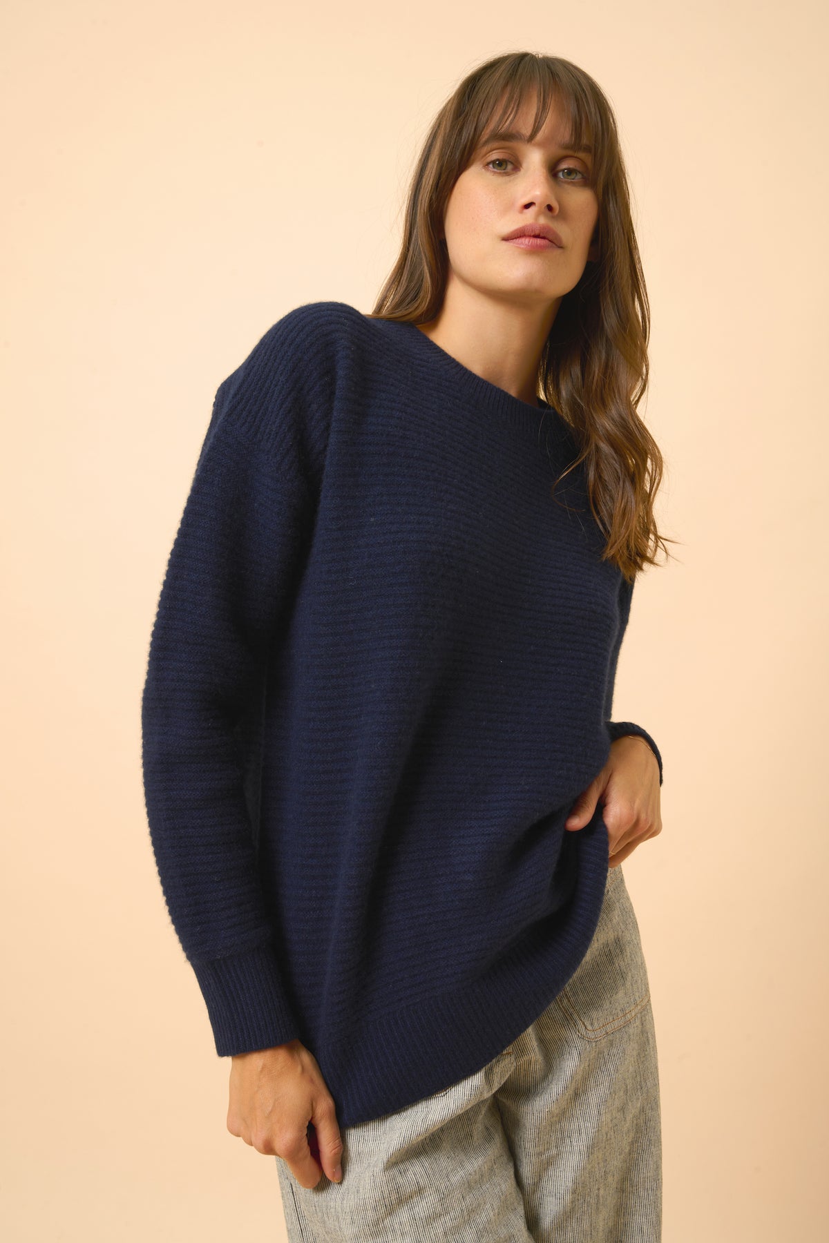 Trui met ronde hals 4-draads - Louna - Navy