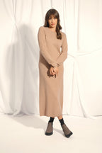 Robe Col Rond - Lina - Camel Chiné