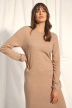 Robe Col Rond - Lina - Camel Chiné