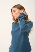 Trui met Ronde Hals 4-Draads - Lexini - Gemêleerd Pauwenblauw