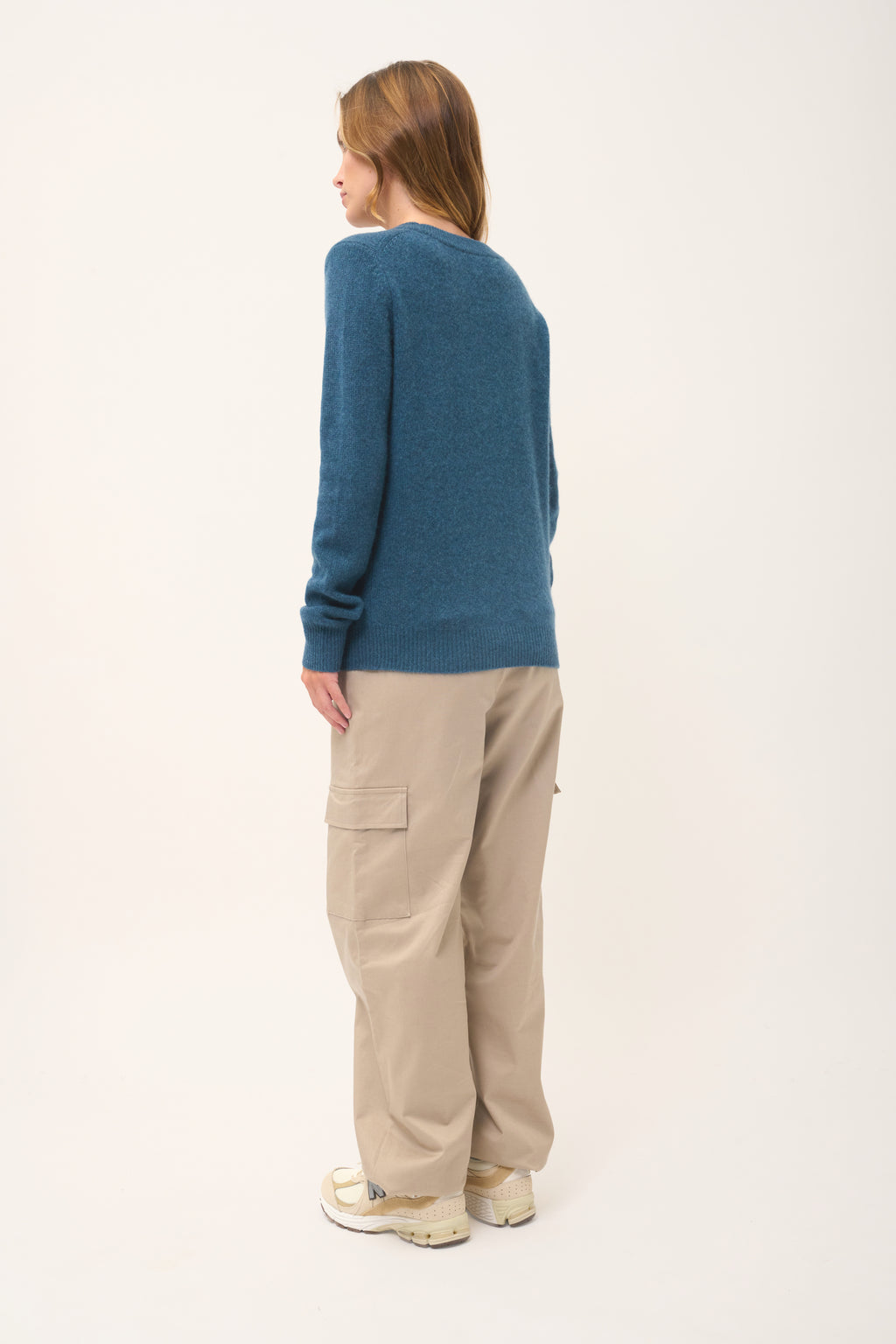 Trui met Ronde Hals 4-Draads - Lexini - Gemêleerd Pauwenblauw